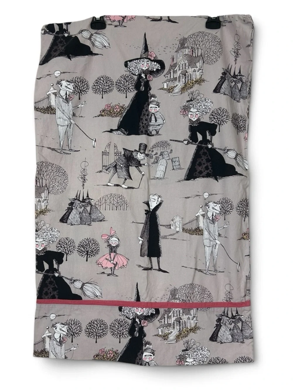 4/$25 Halloween Pillowcase - Gray with Black & Pink Accents